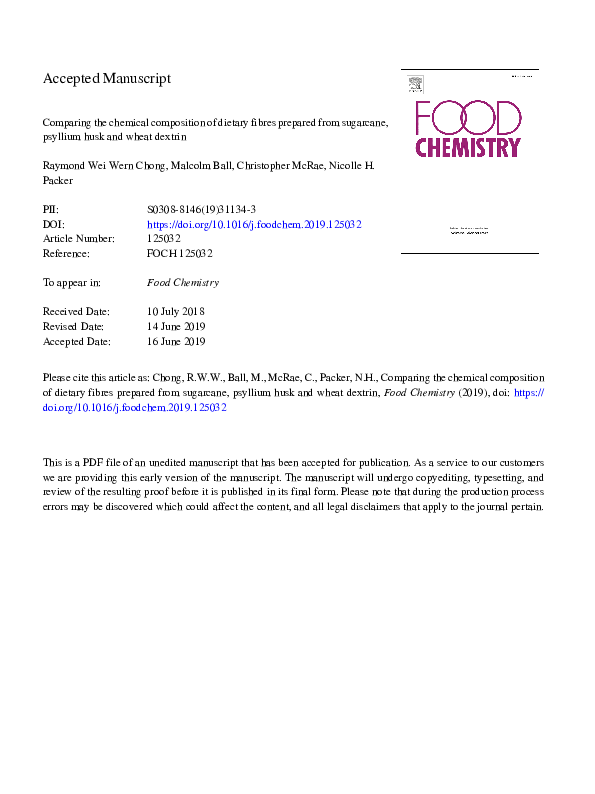 (PDF) Comparing the chemical composition of dietary fibres prepared