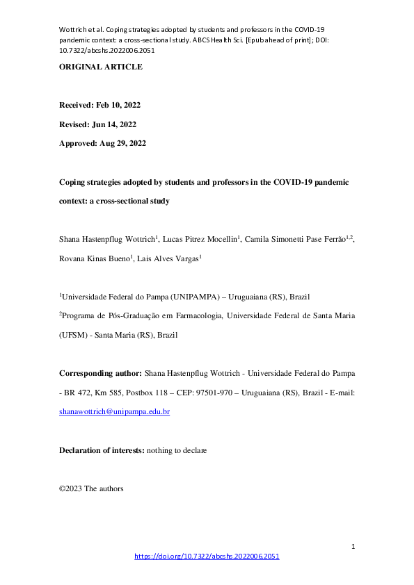 (PDF) Coping strategies adopted by students and professors in the COVID ...