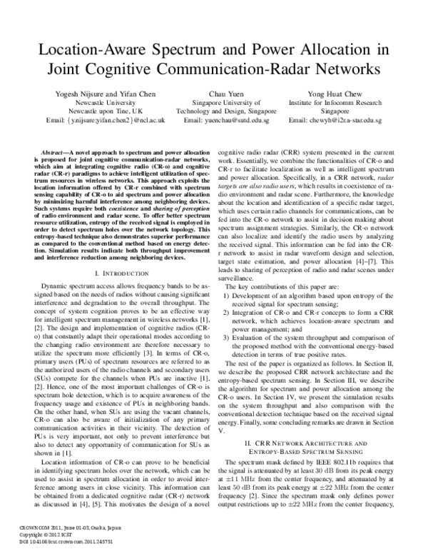 (PDF) Location-Aware Spectrum and Power Allocation in Joint Cognitive ...