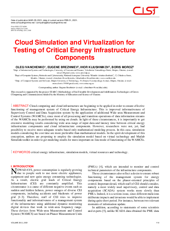 (PDF) Cloud Simulation and Virtualization for Testing of Critical ...