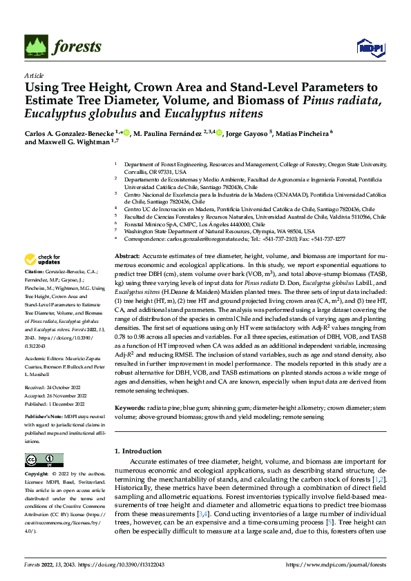 (PDF) Using Tree Height, Crown Area and Stand-Level Parameters to ...