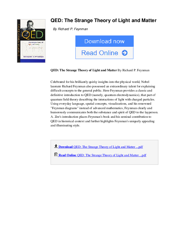 (PDF) QED: The Strange Theory of Light and Matter
