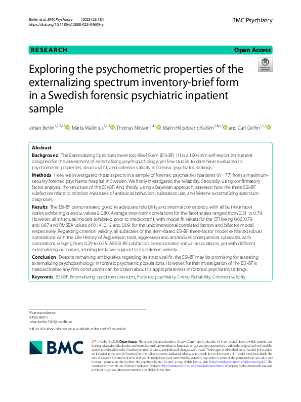 (PDF) Exploring the psychometric properties of the externalizing ...