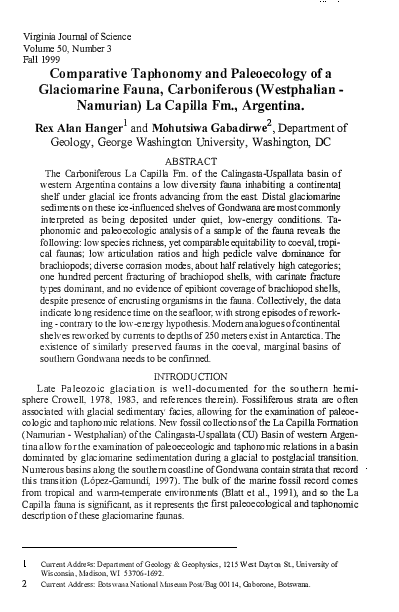 (PDF) Comparative Taphonomy and Paleoecology of a Glaciomarine Fauna ...