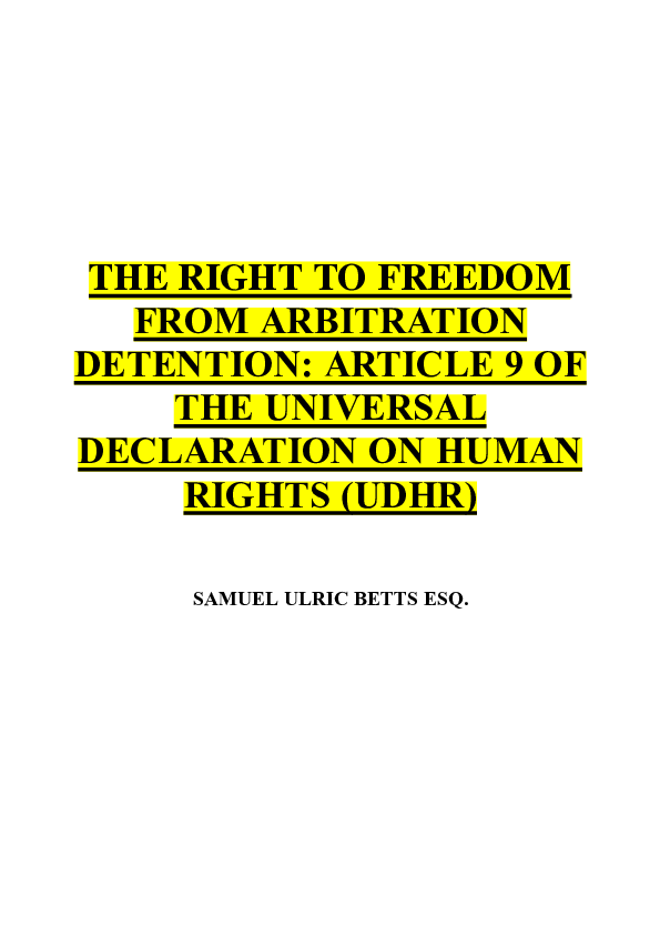 (PDF) THE RIGHT TO FREEDOM FROM ARBITRARY ARREST AND DETENTION: ARTICLE ...