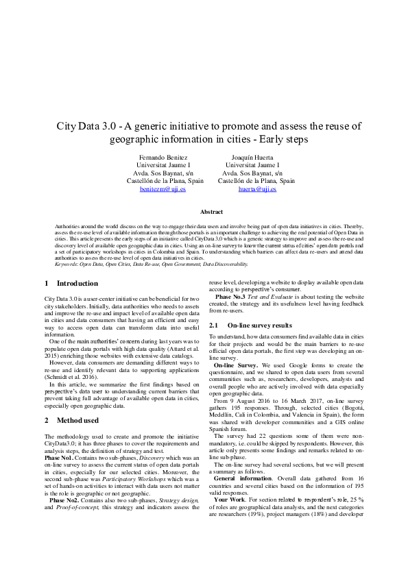 (PDF) City Data 3.0 - a Generic Initiative to Promote and Assess the ...