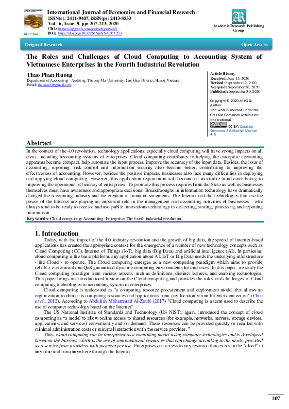 (PDF) The Roles and Challenges of Cloud Computing to Accounting System ...