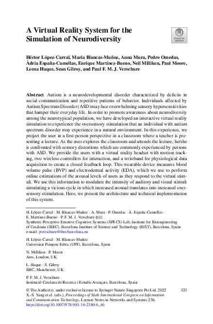 (PDF) A Virtual Reality System for the Simulation of Neurodiversity