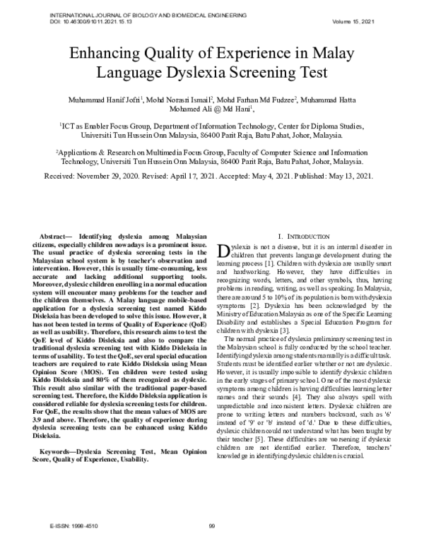 (PDF) Enhancing Quality of Experience in Malay Language Dyslexia ...