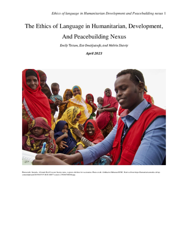 (PDF) The Ethics of Language in Humanitarian, Development, And ...