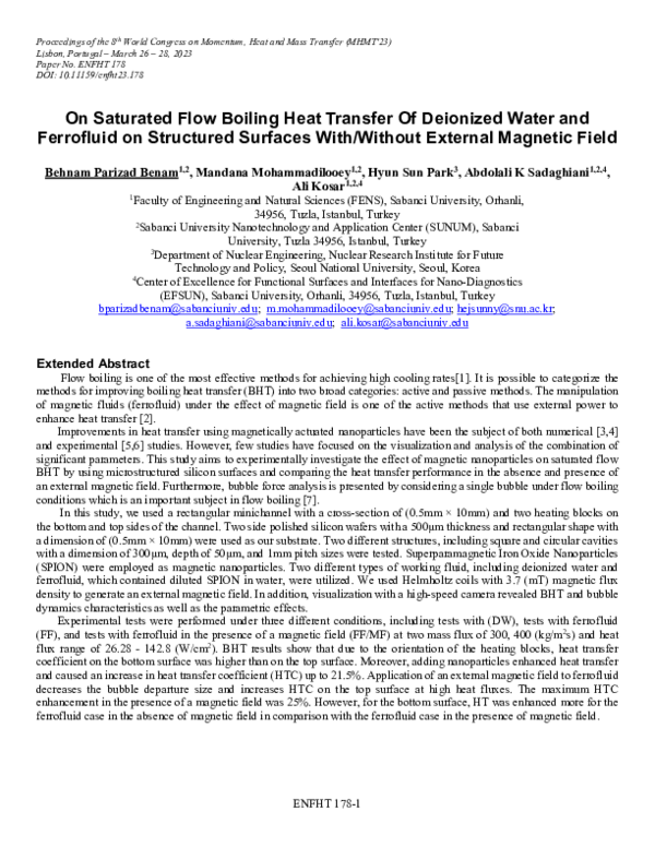 (PDF) On Saturated Flow Boiling Heat Transfer Of Deionized Water and ...