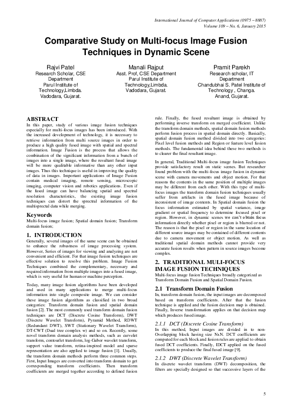 (PDF) Comparative Study on Multi-focus Image Fusion Techniques in ...