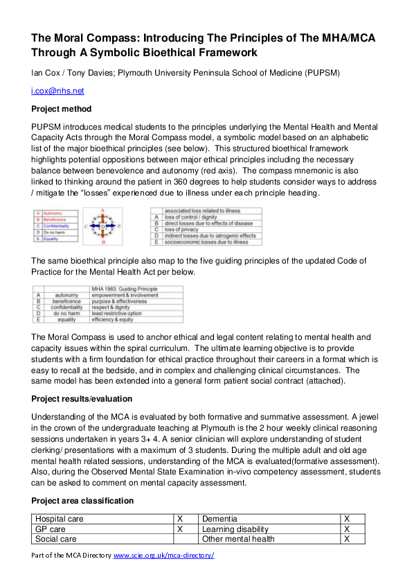 (PDF) The Moral Compass: Introducing The Principles of The MHA/MCA ...