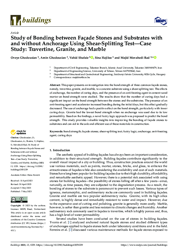 (PDF) Study of Bonding between Façade Stones and Substrates with and ...