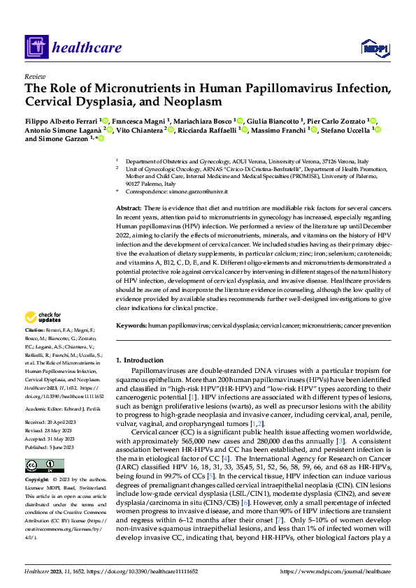 (PDF) The Role of Micronutrients in Human Papillomavirus Infection ...