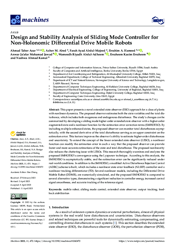 (PDF) Design and Stability Analysis of Sliding Mode Controller for Non ...