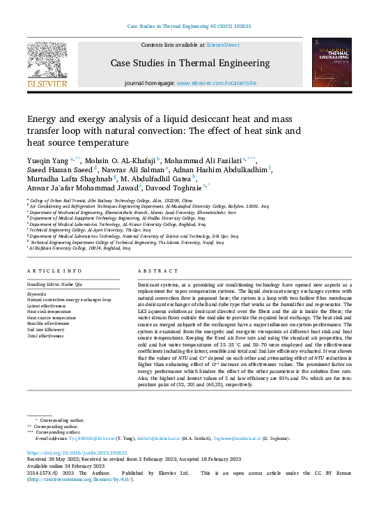 (PDF) Energy and exergy analysis of a liquid desiccant heat and mass ...