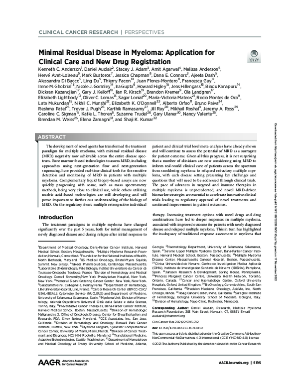 (PDF) Minimal Residual Disease in Myeloma: Application for Clinical ...