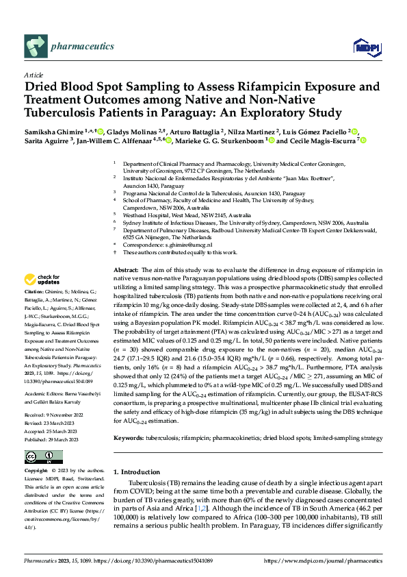 (PDF) Dried Blood Spot Sampling to Assess Rifampicin Exposure and ...