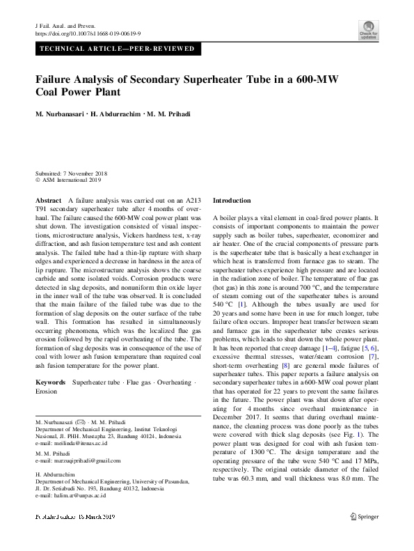 (PDF) Failure Analysis of Secondary Superheater Tube in a 600MW Coal