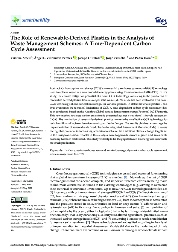 (PDF) The Role of Renewable-Derived Plastics in the Analysis of Waste ...