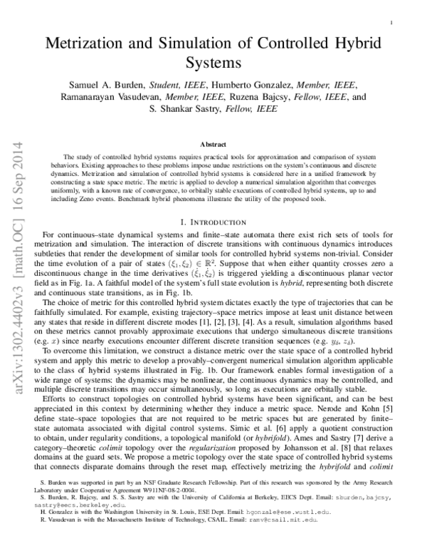 (PDF) Metrization and Simulation of Controlled Hybrid Systems