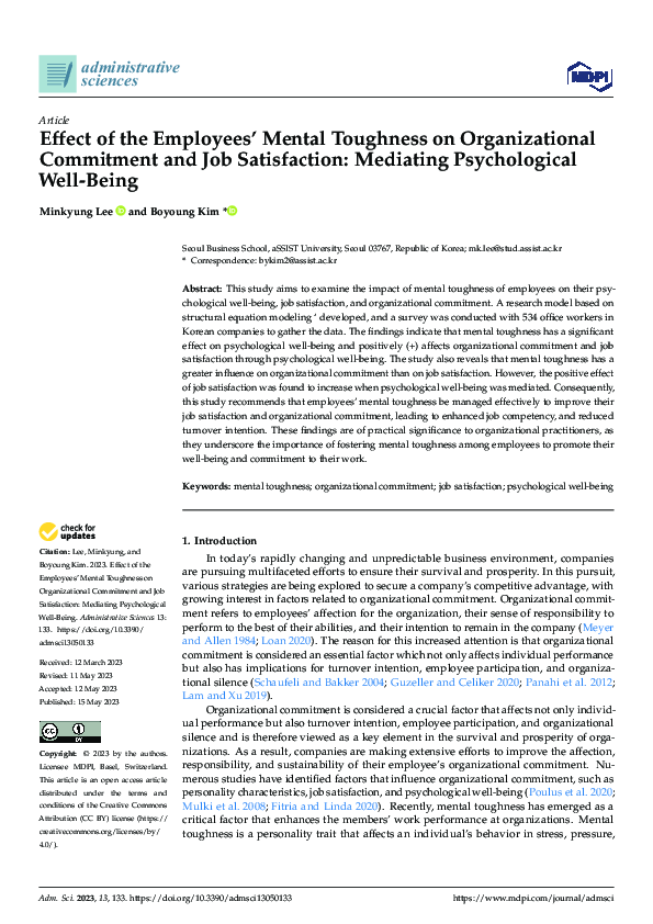 (PDF) Effect of the Employees’ Mental Toughness on Organizational ...