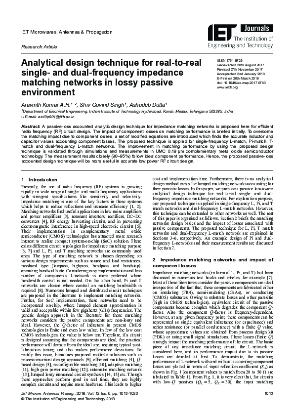 (PDF) Analytical design technique for real‐to‐real single‐ and dual ...