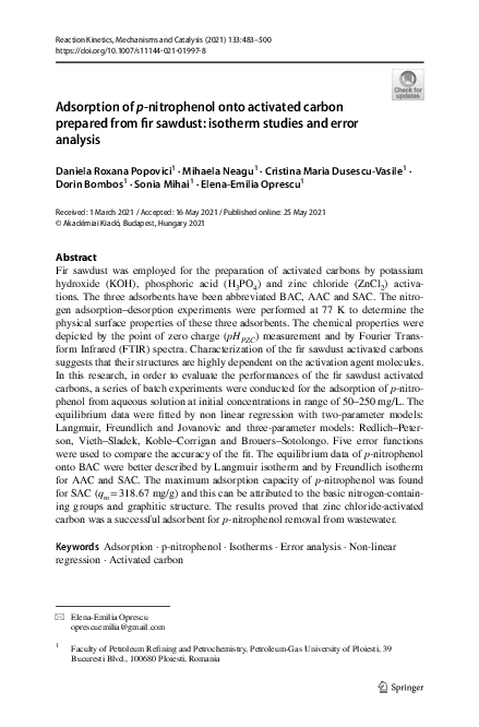 (PDF) Adsorption of p-nitrophenol onto activated carbon prepared from ...