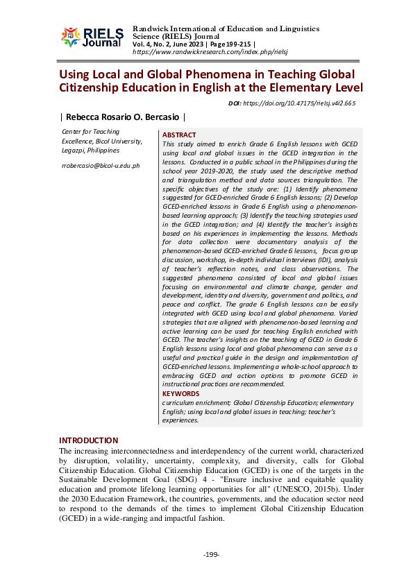 (PDF) Using Local and Global Phenomena in Teaching Global Citizenship ...