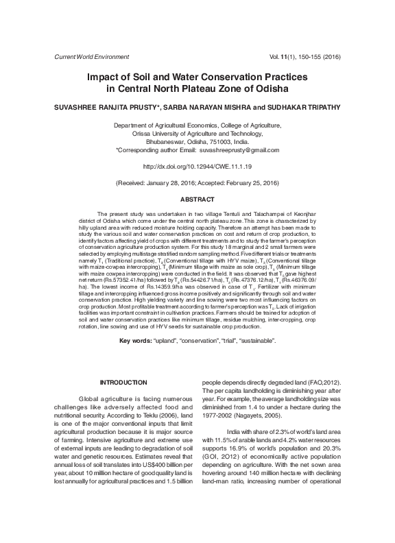 (PDF) Impact of Soil and Water Conservation Practices in Central North ...