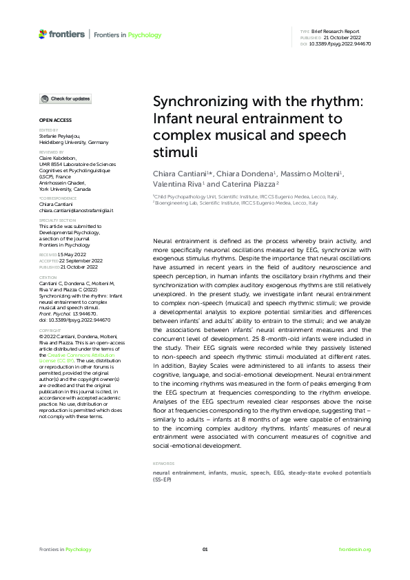 (PDF) Synchronizing with the rhythm: Infant neural entrainment to ...