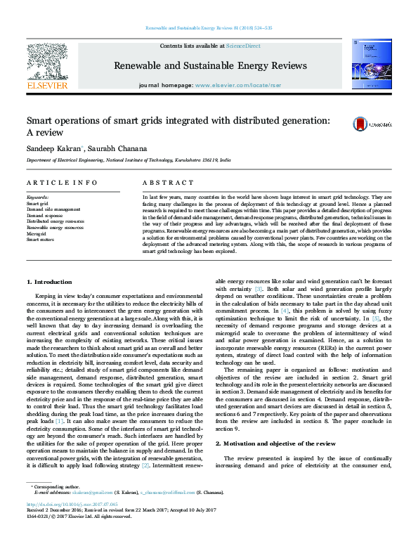 Pdf Smart Operations Of Smart Grids Integrated With Distributed