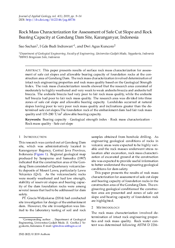 (PDF) Rock Mass Characterization for Assessment of Safe Cut Slope and ...