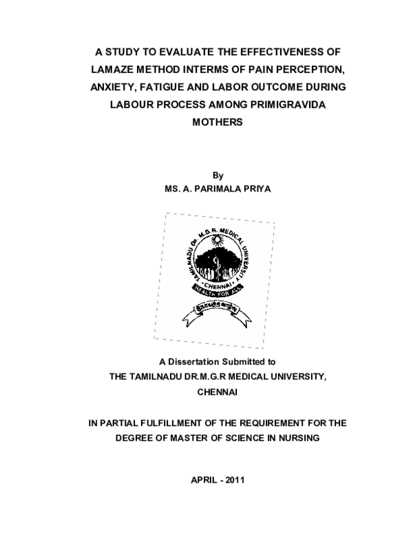 (PDF) A Study to Evaluate the Effectiveness of Lamaze Method Interms of ...
