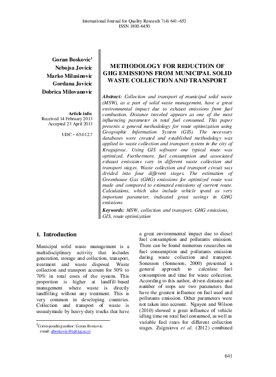 (PDF) Methodology for Reduction of GHG Emissions from Municipal Solid ...