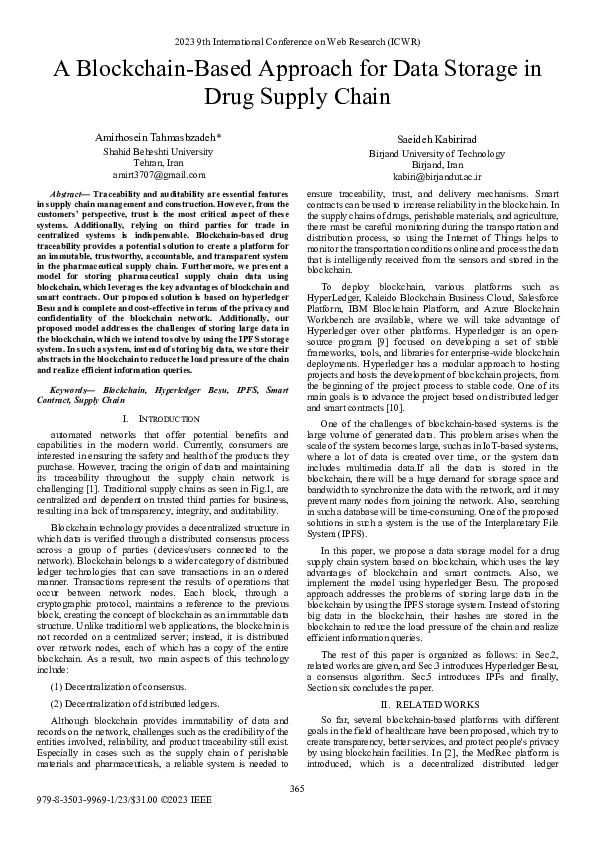 (PDF) A Blockchain-Based Approach for Data Storage in Drug Supply Chain