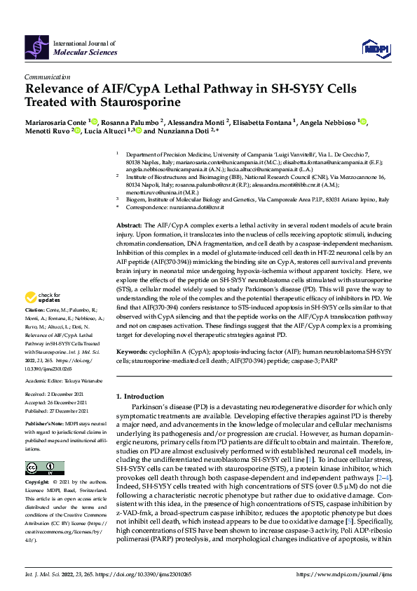 (PDF) Relevance of AIF/CypA Lethal Pathway in SH-SY5Y Cells Treated ...