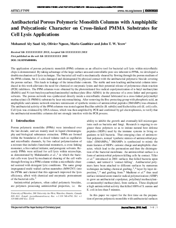 (PDF) Antibacterial porous polymeric monolith columns with amphiphilic ...