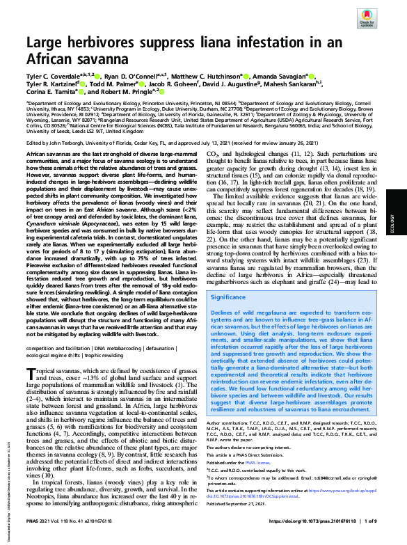 (PDF) Large herbivores suppress liana infestation in an African savanna