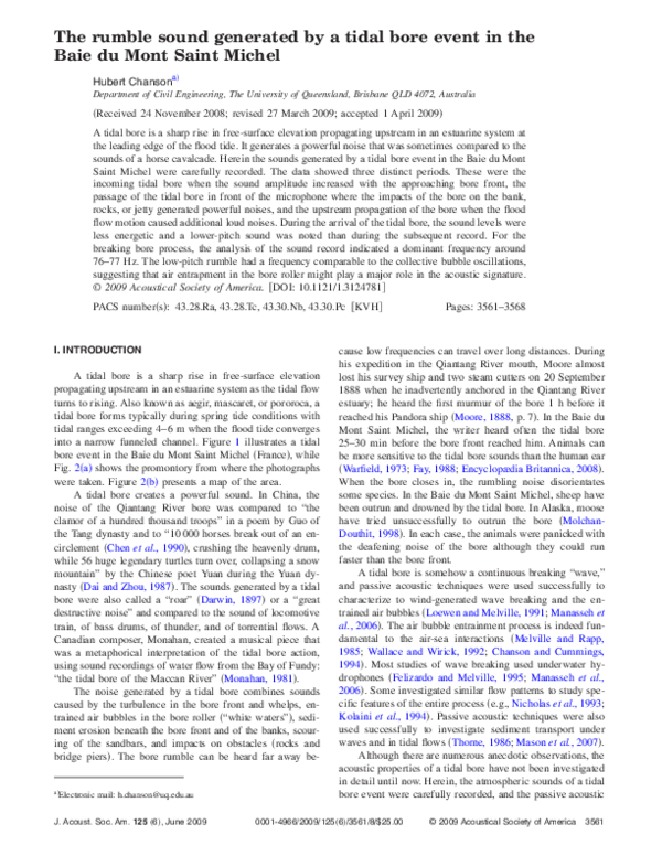 (PDF) The rumble sound generated by a tidal bore event in the Baie du ...