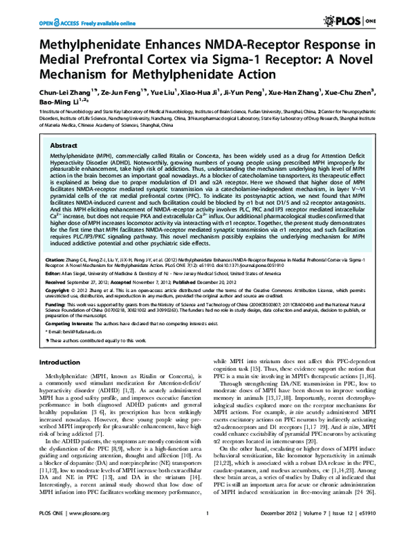 (PDF) Methylphenidate Enhances NMDA-Receptor Response in Medial ...