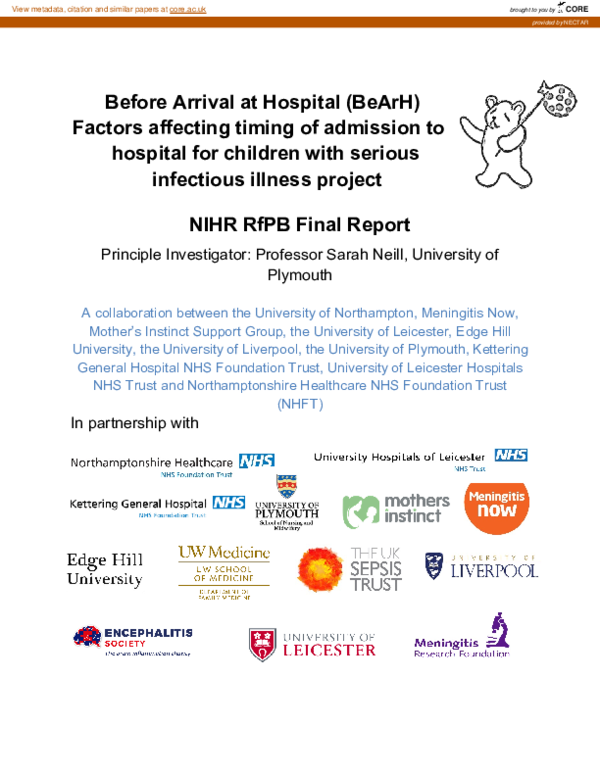 (PDF) Before Arrival at Hospital (BeArH) Factors affecting timing of ...