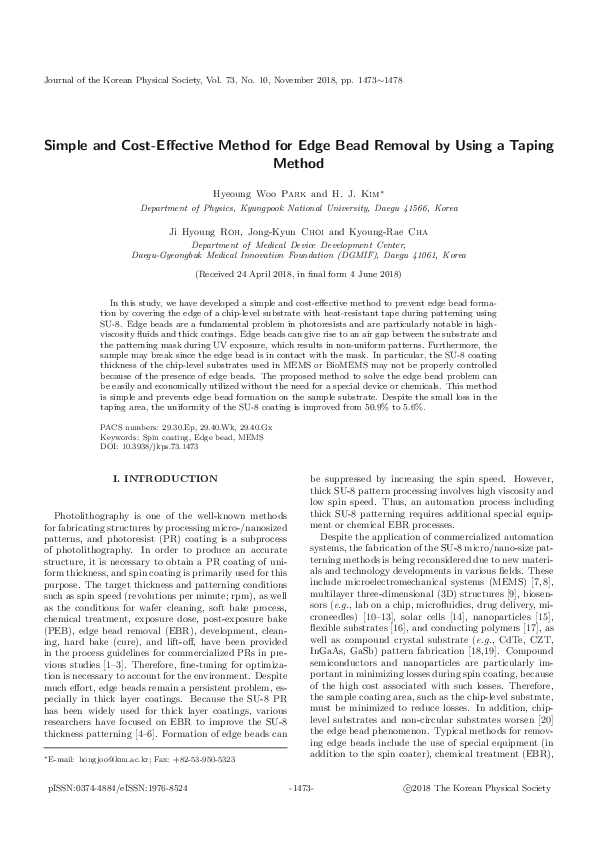 (PDF) Simple and CostEffective Method for Edge Bead Removal by Using a