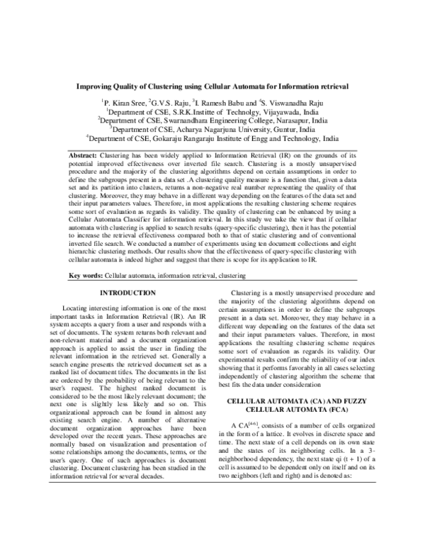(PDF) Improving Quality of Clustering using Cellular Automata for ...