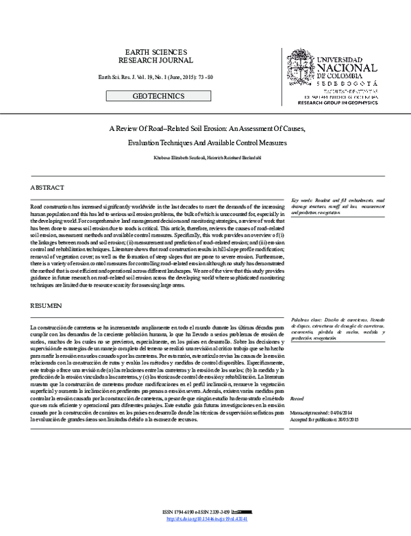 (PDF) A Review Of Road‒Related Soil Erosion: An Assessment Of Causes ...