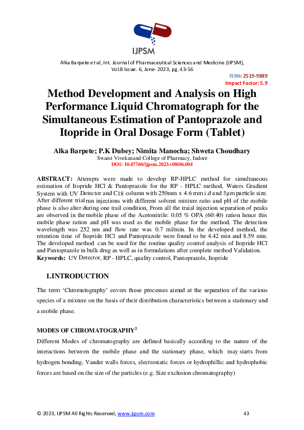 (PDF) Method Development and Analysis on High Performance Liquid ...