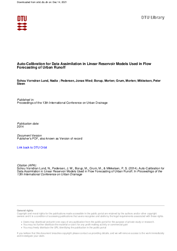 (PDF) Auto-Calibration for Data Assimilation in Linear Reservoir Models ...