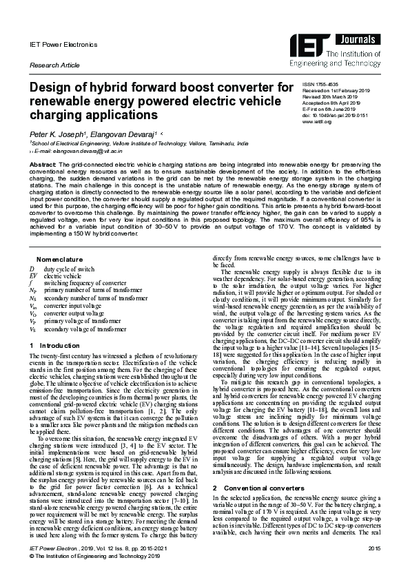 (PDF) Design of hybrid forward boost converter for renewable energy ...