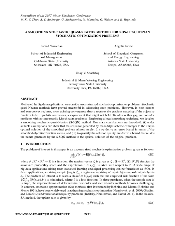 (PDF) A smoothing stochastic quasi-newton method for non-lipschitzian ...